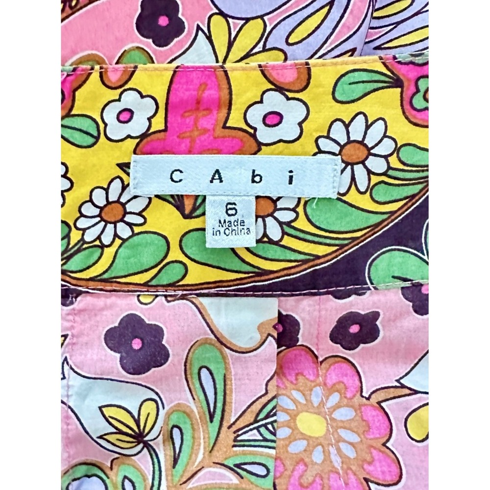 CAbi Women's Summer Sz 6 Cotton '70's Floral Pleated Knee-Length Skirt - Picture 5 of 7